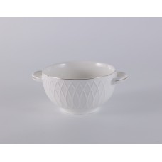 Бульонница 650мл Золотая линия белая фарфор