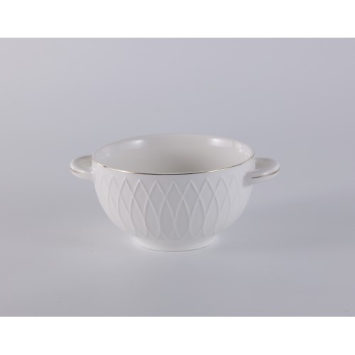 Бульонница 650мл Золотая линия белая фарфор