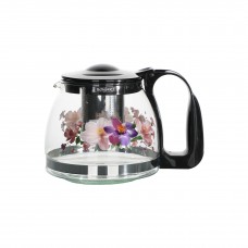 Заварочный чайник 1250мл жаропрочное стекло, деколь,метал.фильтр