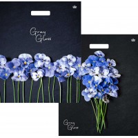 Пакет ПВД с вырубной ручкой 480*390*0,050 Грэй Глосс Анютины глазки Цена за 50шт!!!