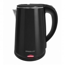 Чайник ERGOLUX ELX-KS09-C02 черный пластик/нерж. сталь,1,8л, 220-240В, 1800 Вт)