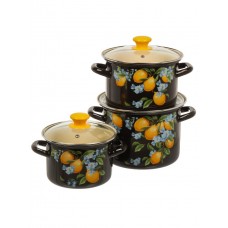 Набор эм. Яркие лимоны-5-1 Люкс стиль цил.пл/дно н/о, ст/кр, коричневый. (2,4л./3,4л./5,0л.)