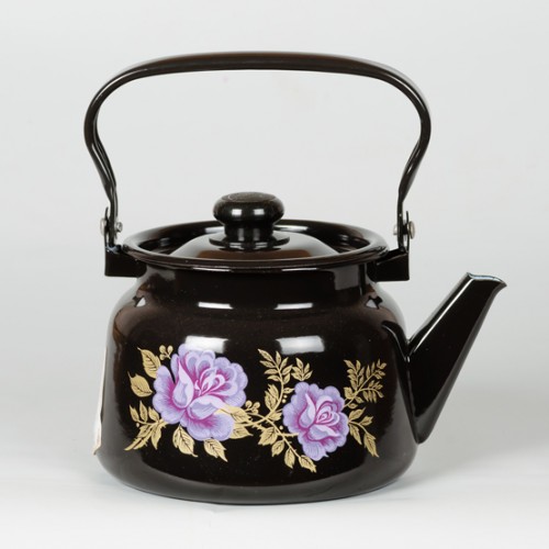 Чайник эм. 2,3л черный декор с пл.кнопкой