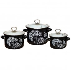 Набор эм. Ажур-5-1 Люкс стиль цил.пл/дно н/о, ст/кр, нерж/куч. черная (2,4л./3,4л./5,0л.)