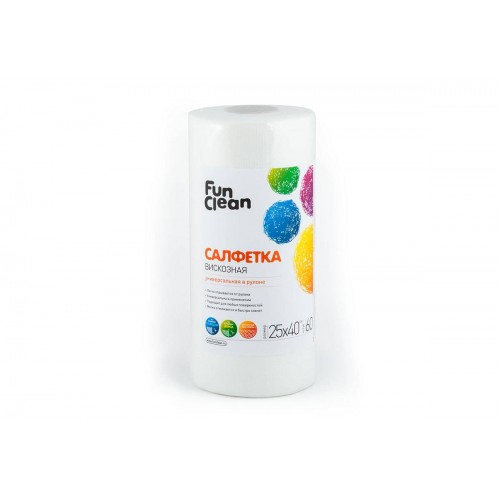 Салфетка Fun Clean вискозная универсальная 25*40см. в рулоне 60 шт. (Акцент)