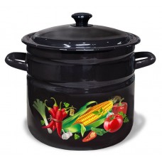 Кастрюля эм. 12,0л цил. борт.декор коричневый (2) 41804-242/6кер