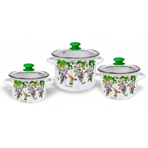 Набор эм. Колибри-5-1 Люкс стиль цил.пл/дно н/о, ст/кр, нерж/куч. белая (2,4л./3,4л./5,0л.)