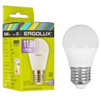 Лампа светодиодная Ergolux LED-G45-11W-E27-6K Шар 11Вт E27 6500K 220-240В)