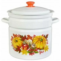 Кастрюля эм. 12,0л цил.белый декор (2) 41804-242/6кер