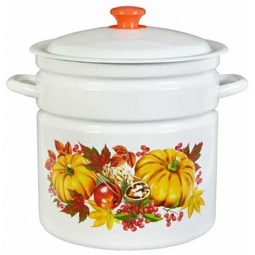 Кастрюля эм. 12,0л цил.белый декор (2) 41804-242/6кер