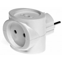 Тройник разветвитель Si 1/3 - Wh PB-041, 16А белый куб Volsten