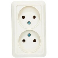 Розетка 2-м ОП Олимп 16А IP20 бел. без заземл. слоновая кость, UNIVersal Б-О0102