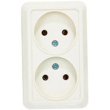 Розетка 2-м ОП Олимп 16А IP20 бел. без заземл. слоновая кость, UNIVersal Б-О0102