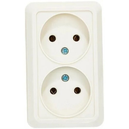 Розетка 2-м ОП Олимп 16А IP20 бел. без заземл. слоновая кость, UNIVersal Б-О0102
