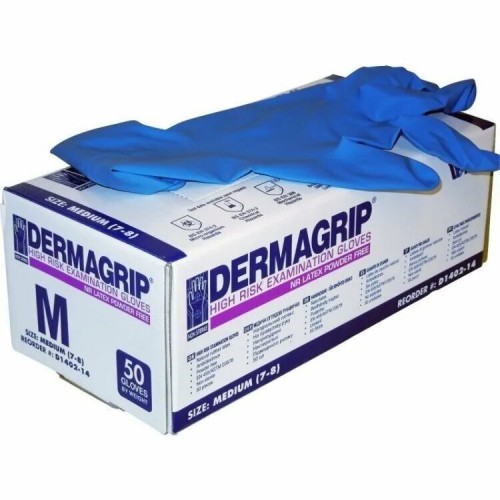 Перчатки Dermagrip High Risk р-р М(7-8) , уп.2пары, смотровые латекс. нестер. неопудр.