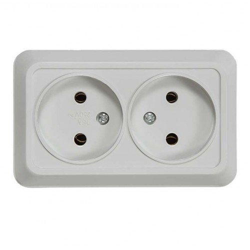 Розетка 2-м ОП Boletto 7102 16A IP20 бел. без заземл. ASD/IN HOME