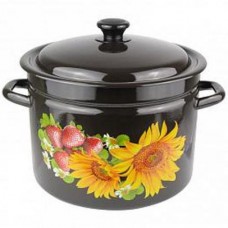 Кастрюля эм. 10,0л цил. борт.декор коричневый (2)