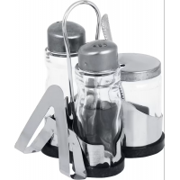 Набор для соли/перца/горчицы с салфетницей Комфорт, h-13см. нерж.сталь, стекло VETTA