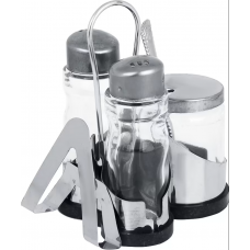 Набор для соли/перца/горчицы с салфетницей Комфорт, h-13см. нерж.сталь, стекло VETTA