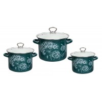 Набор эм. Ажур-5-1 Люкс стиль цил.пл/дно н/о, ст/кр, нерж/куч. бирюза (2,4л./3,4л./5,0л.)