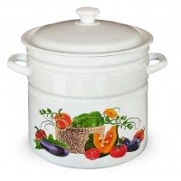 Кастрюля эм. 12,0л цил. Сочные овощи белая (2) 41804-242/6кер