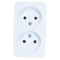 Розетка 2-м ОП Электра 16А IP20 без заземл. бел. Союз 0024