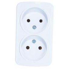 Розетка 2-м ОП Электра 16А IP20 без заземл. бел. Союз 0024