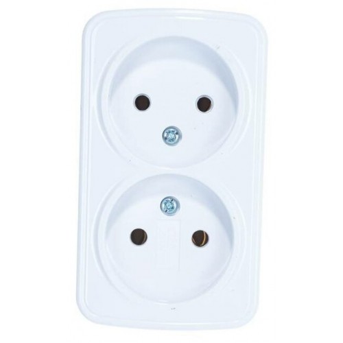 Розетка 2-м ОП Электра 16А IP20 без заземл. бел. Союз 0024