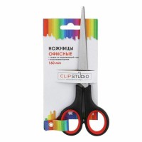 Ножницы канцелярские 16см., пластиковые ручки, на картонке, двуцветные ClipStudio