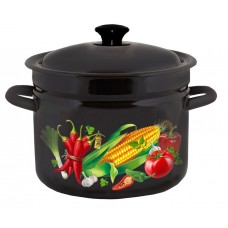 Кастрюля эм. 8,0л цил. борт. декор коричневый 41804-202/6 КЕР.