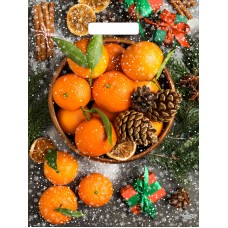 Пакет ПВД с вырубной ручкой 400*310*0,060см Мандарины (Новогодний), цена за упаковку 50 шт.