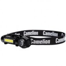 Фонарь LED53409 налобный 3 реж. магнит аккумулятор 3.7В, черный XPE+COB 3 Вт  Camelion