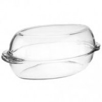 Жаропрочная посуда Borcam 2000мл овальная с крышкой (Стеклопласт)