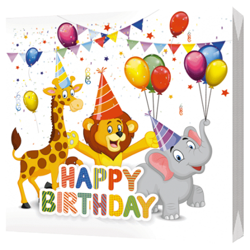 Салфетки бумажные 33*33см 3-х слойная 20шт С Днем Рождения