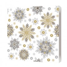 Салфетки бумажные 33*33см 3-х слойная 20шт Снежинки золото+серебро