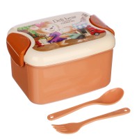 Ланчбокс с ложкой и вилкой 500 мл. Медвежата полипропилен