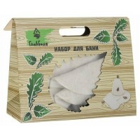 Набор для бани в коробке (шапка,рукавица,коврик) белый