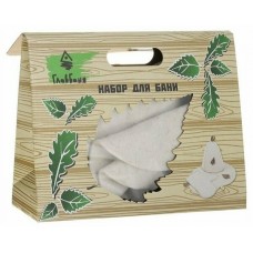 Набор для бани в коробке (шапка,рукавица,коврик) белый