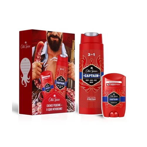 Подарочный набор OLD SPICE дезодорант карандаш Captain 50мл+гель для душа+шампунь 2в1 Captain 250мл