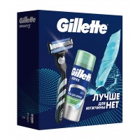 Подарочный набор GILLETTE MACH3 Бритва с 1 сменной кассетой+гель для бритья чувствкожи Алоэ 75мл Подарочный набор GILLETTE MACH3 Бритва с 1 сменной кассетой+гель для бритья чувствкожи Алоэ 75мл