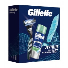 Подарочный набор GILLETTE MACH3 Бритва с 1 сменной кассетой+гель для бритья чувствкожи Алоэ 75мл