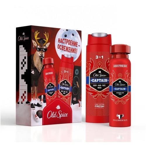 Подарочный набор OLD SPICE дезодорант спрей Captain 150мл+гель для душа+шампунь 2в1 Captain 250мл Подарочный набор OLD SPICE дезодорант спрей Captain 150мл+гель для душа+шампунь 2в1 Captain 250мл