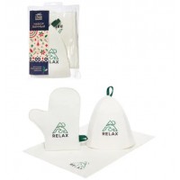 Набор для бани в косметичке Relax (шапка, коврик,рукавица)