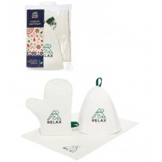 Набор для бани в косметичке Relax (шапка, коврик,рукавица)