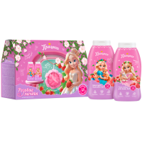 Подарочный набор Розовые мечты (Шампунь-бальзам 250 мл + Гель-пена 250 мл + мочалка-шар) 2025