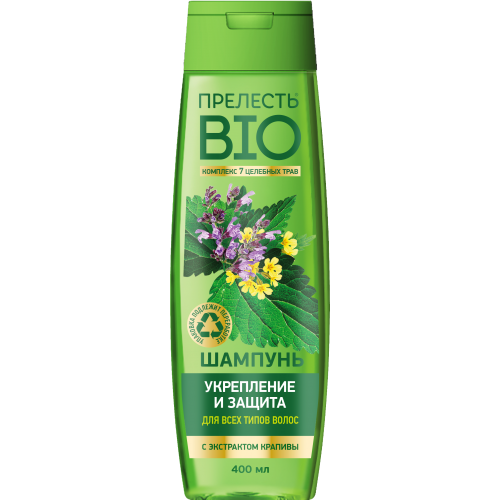 Прелесть Био шампунь для всех типов волос с экстрактом крапивы Укрепление и Защита 400 мл