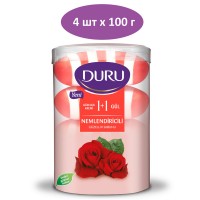 ДУРУ туалетное мыло 4*100гр 1+1 Увлажняющий крем и Роза (банка)