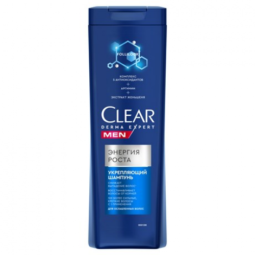 CLEAR MEN DERMA EXPERT шампунь укрепляющий 380мл Энергия роста
