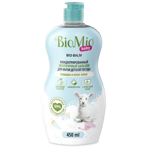 BioMio BABY Бальзам для мытья детской посуды 450мл Ромашка и иланг-иланг BIO-BALM
