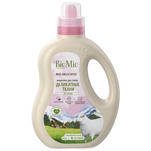 BioMio гель для стирки 900мл деликатных тканей BIO-LAUNDRY GEL DELICATES